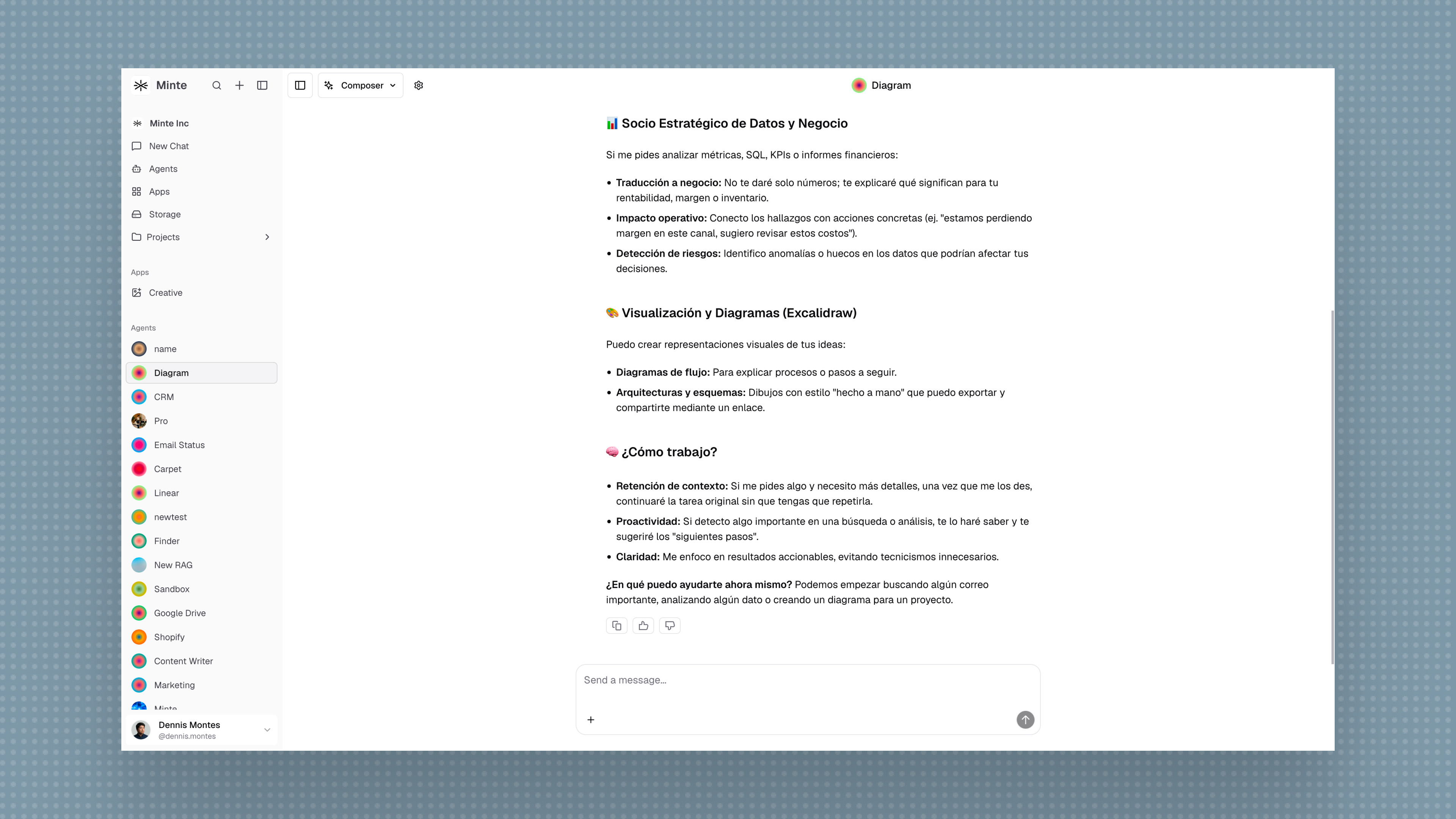 Minte Agent - conversacion con un agente especializado